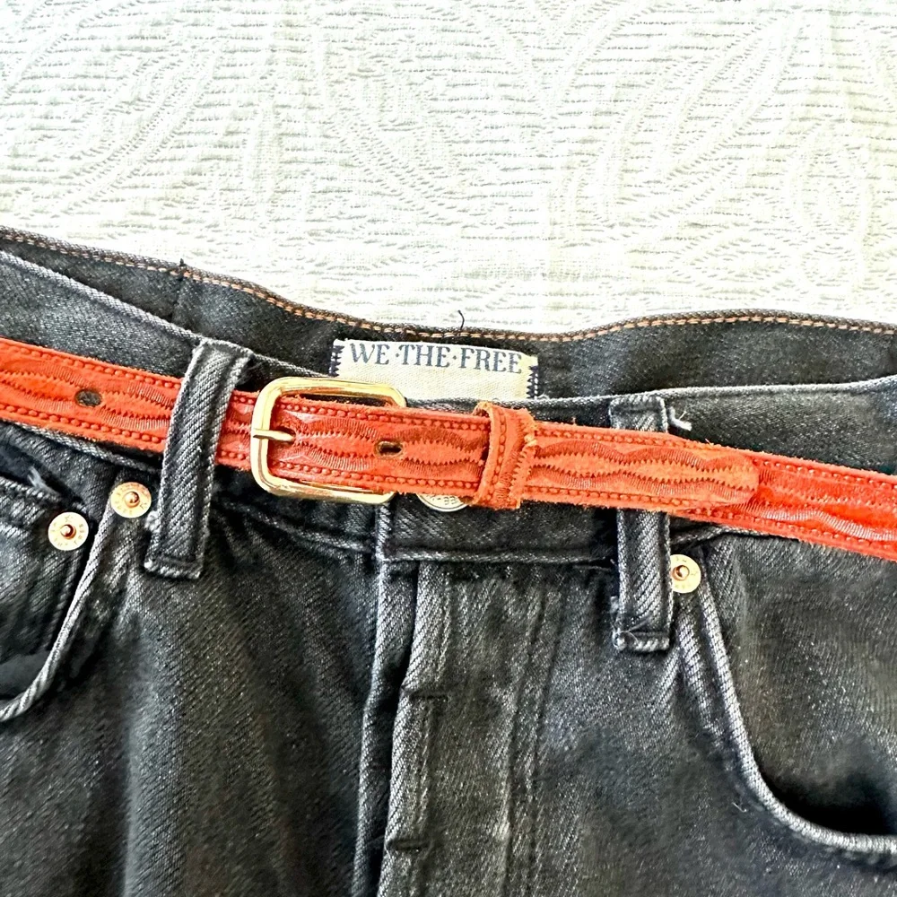Vintage Brown Leather Belt with Multicolor Beadwork